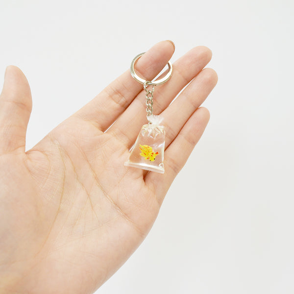 Yellow Goldfish in Bag Keychain