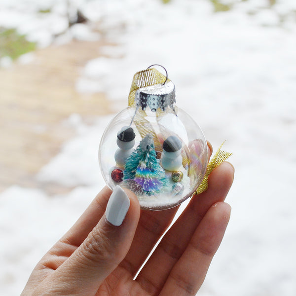 Small Snowman Glass Ornament #2