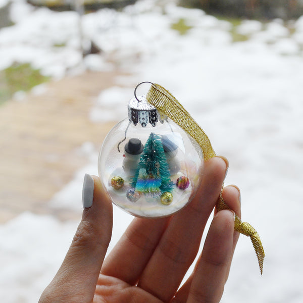 Small Snowman Glass Ornament #3